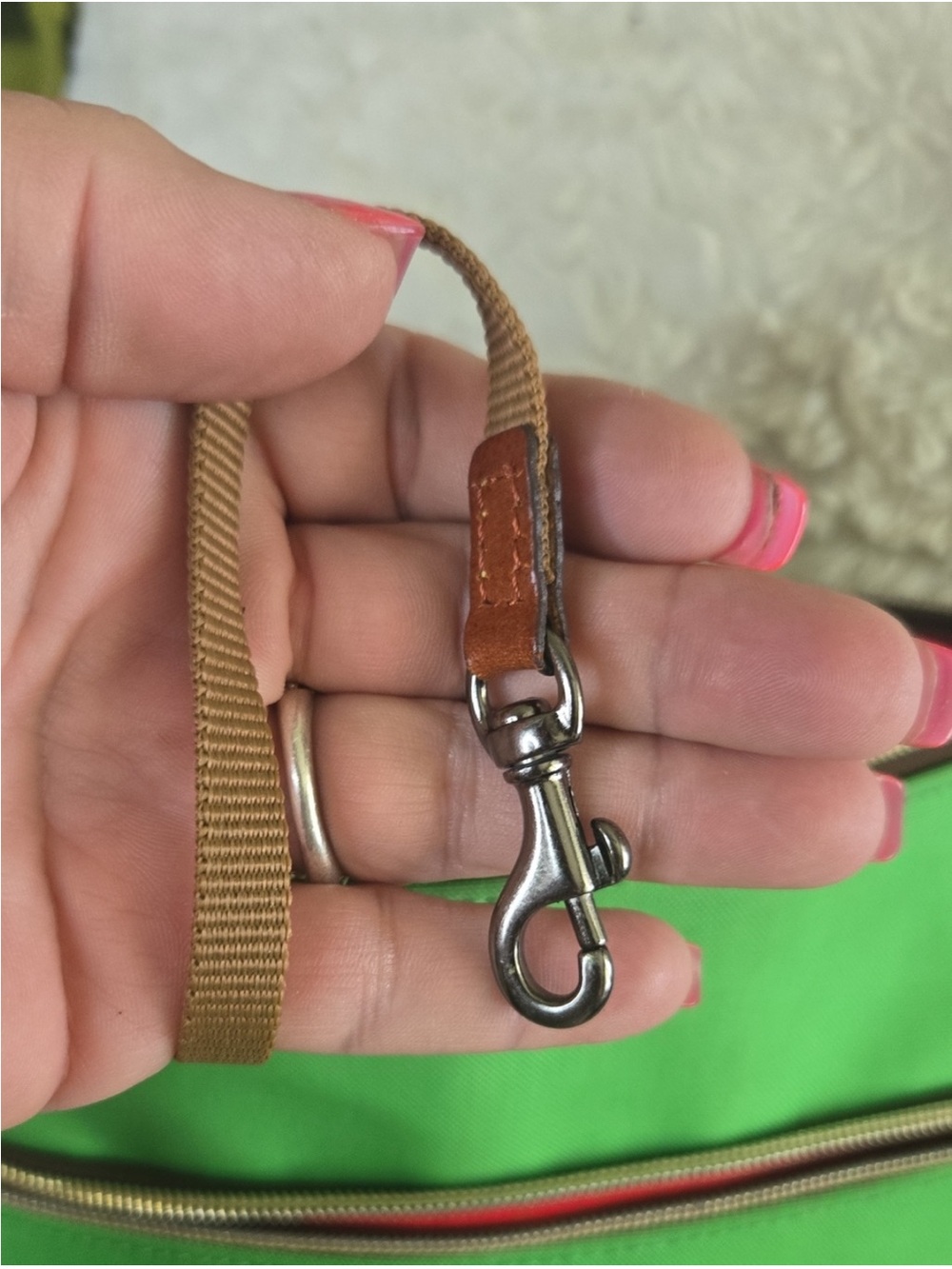 Dooney & Bourke Green Canvas Crossbody with Brown Leather Trim - Picture 10 of 10
